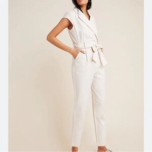 Anthropologie Eliza Jumpsuit in Ivory, Size 12
